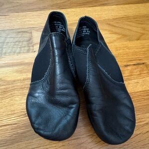 Capezio Black Leather Slip-On Loafers